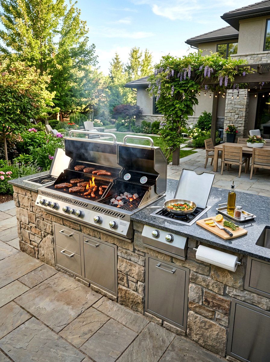 Hybrid grill cooking station - 30 patio cooking area ideas