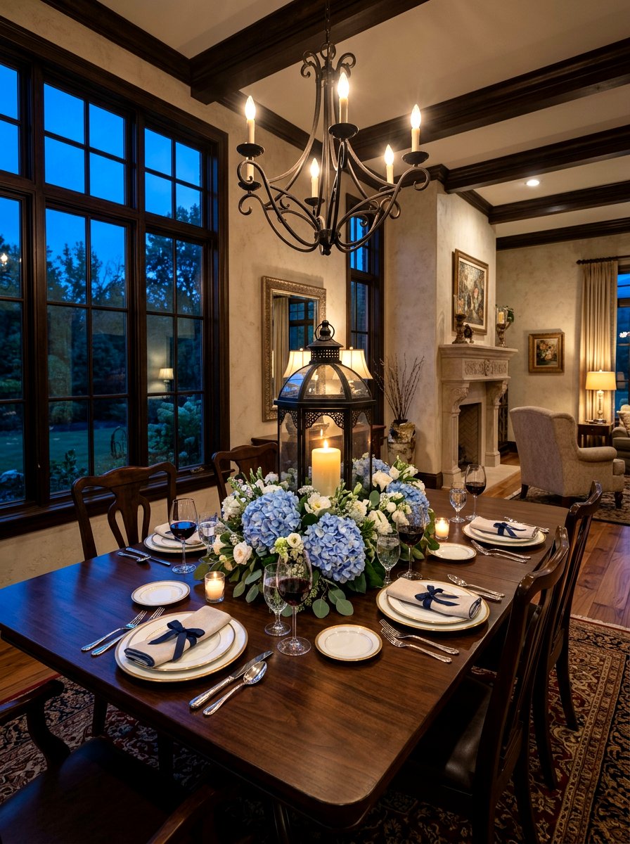 Hydrangea And Candle Lantern - 30 hydrangea centerpiece ideas