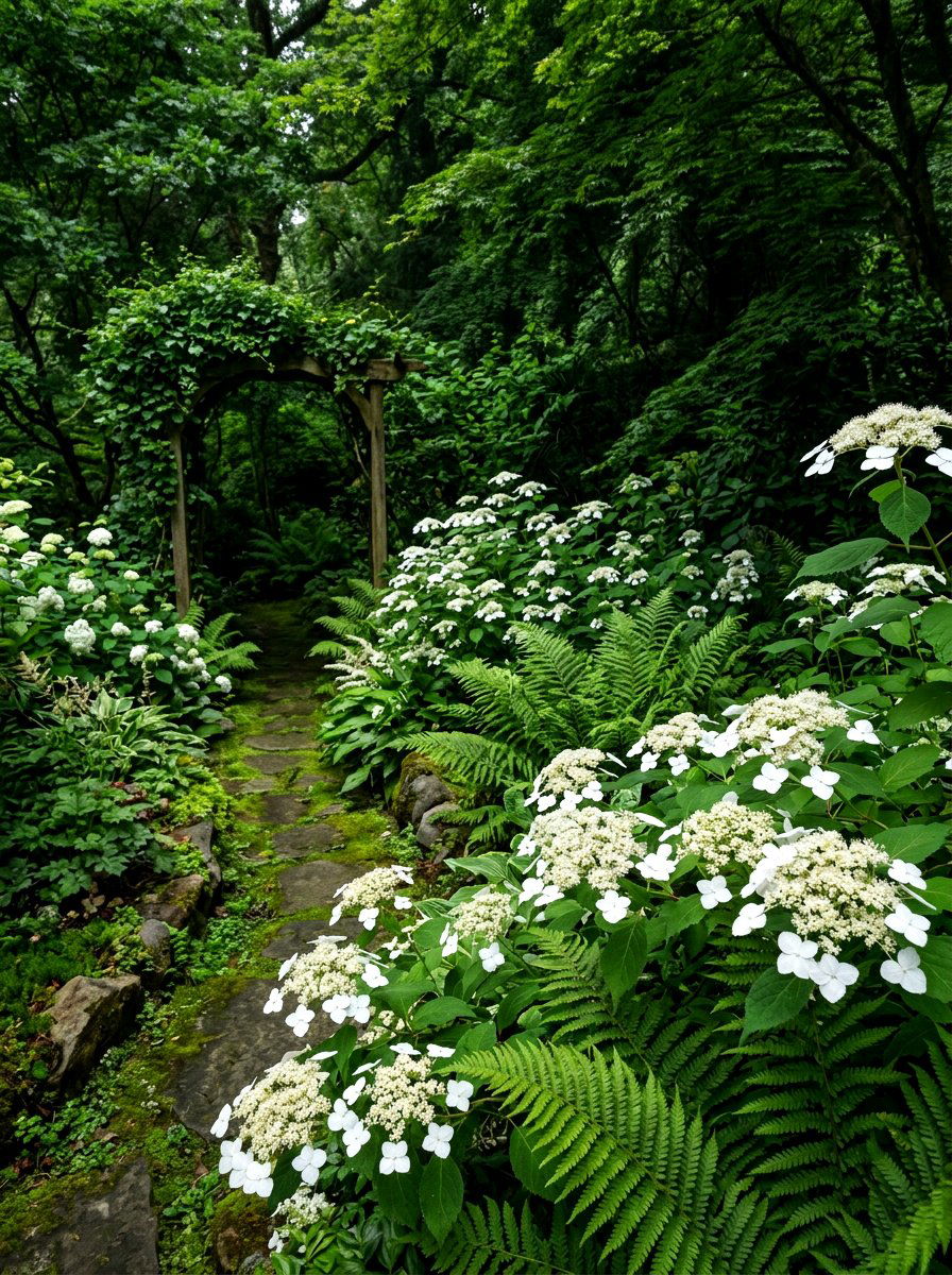 Hydrangea And Fern Shade Garden - 30 hydrangea garden border ideas