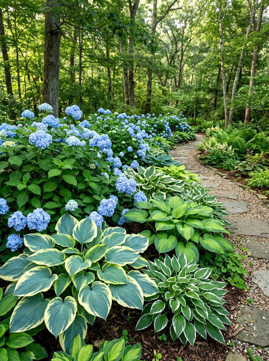 Hydrangea And Hosta Shade Border - 30 hydrangea garden border ideas