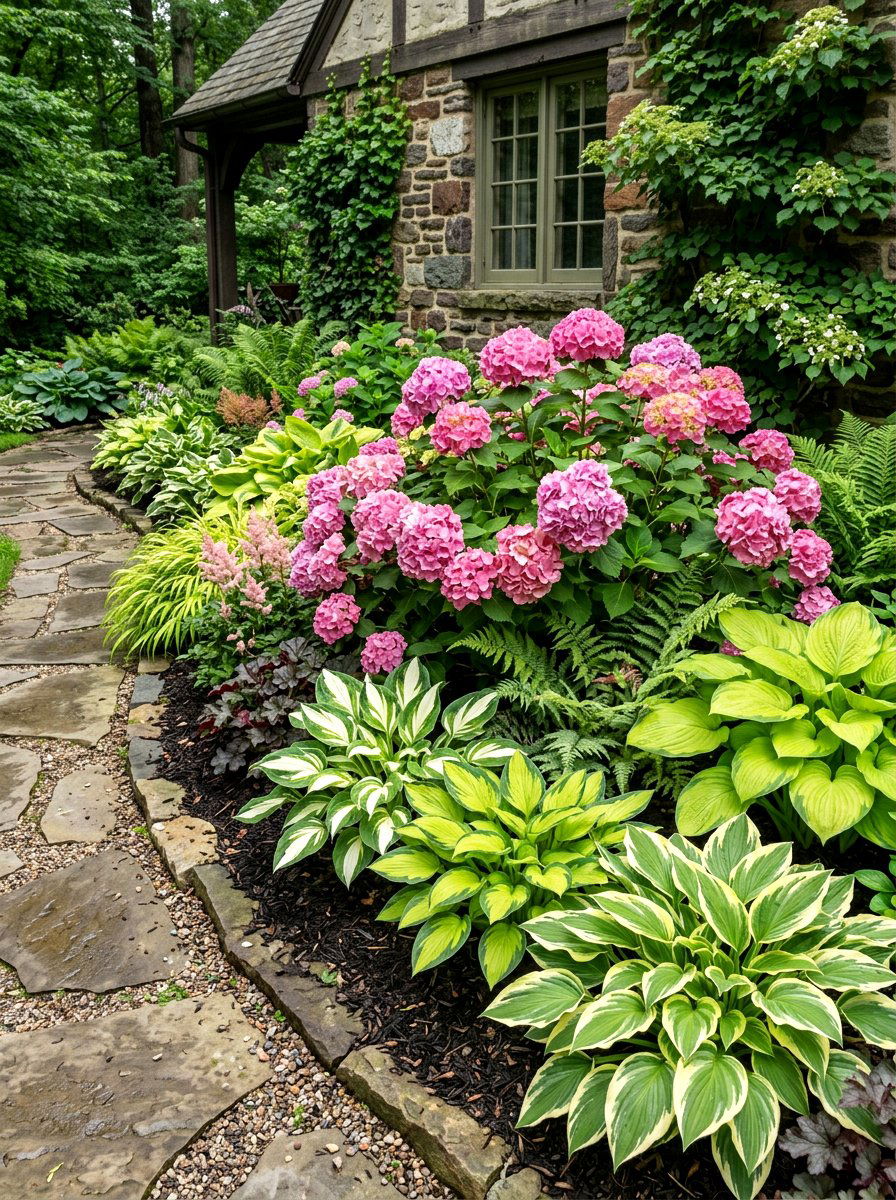 Hydrangea And Hosta - 30 hydrangea foundation planting ideas