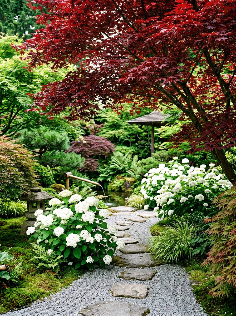 Hydrangea And Japanese Maple - 30 hydrangea foundation planting ideas