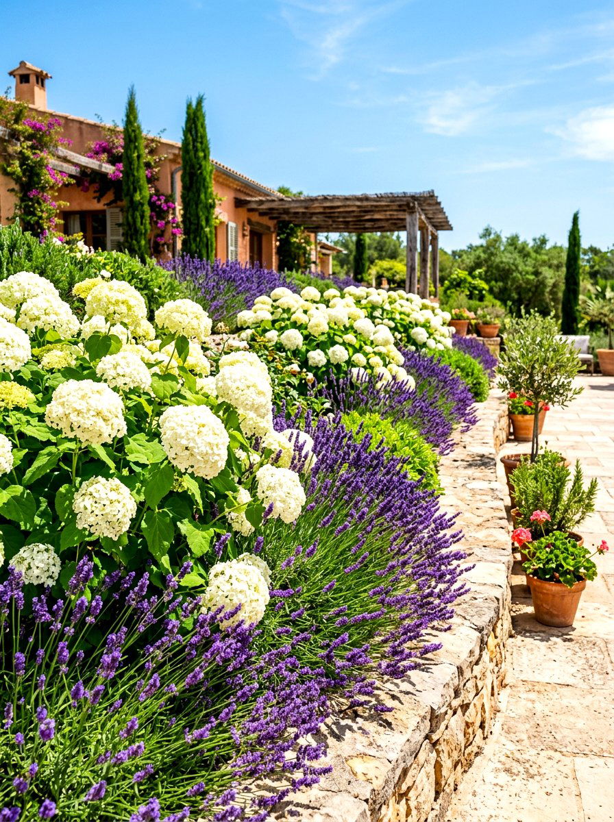 Hydrangea And Lavender Sunny Border - 30 hydrangea garden border ideas