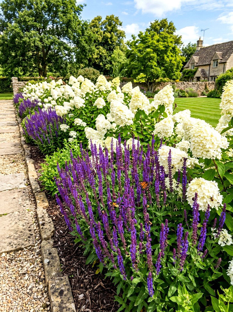 Hydrangea And Salvia Purple Border - 30 hydrangea garden border ideas
