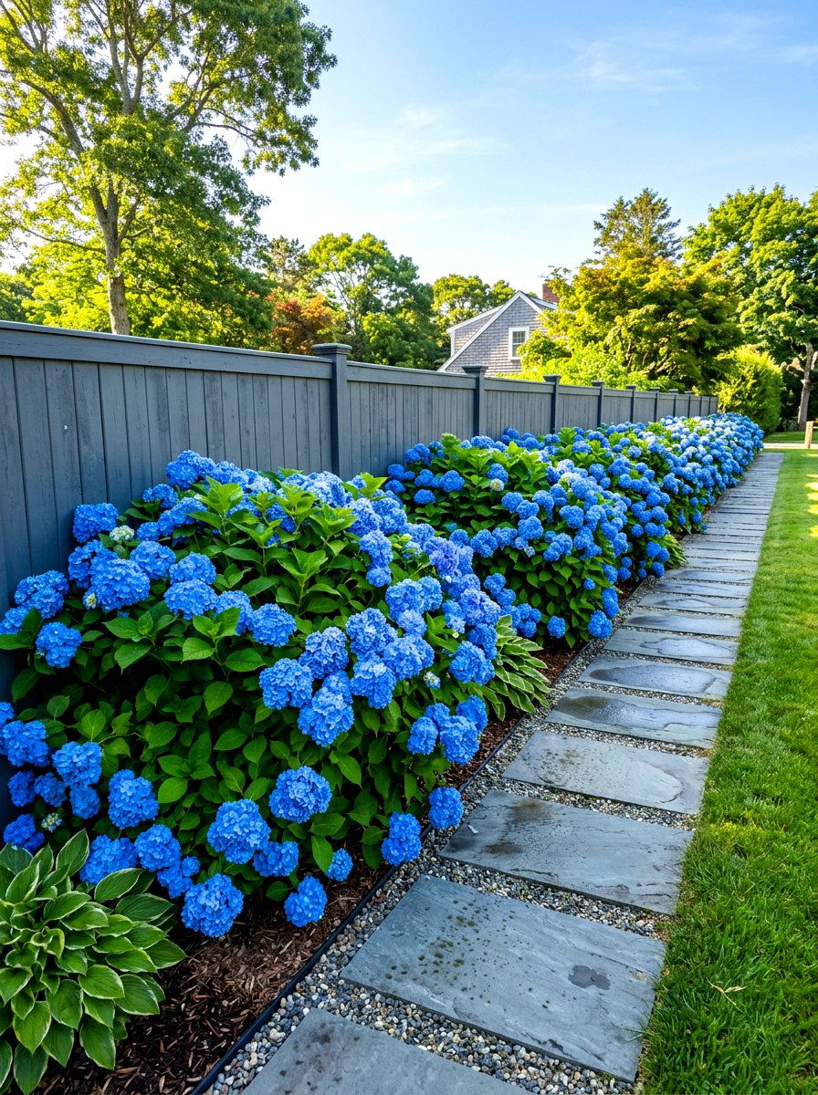 Hydrangea Border - 30 side yard garden ideas