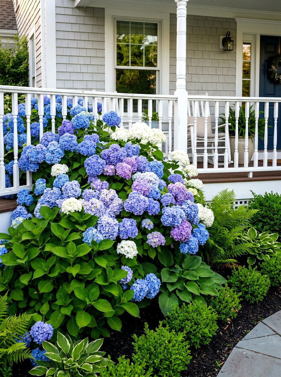 Hydrangea Bush Foundation Bed - 30 front porch flower bed ideas