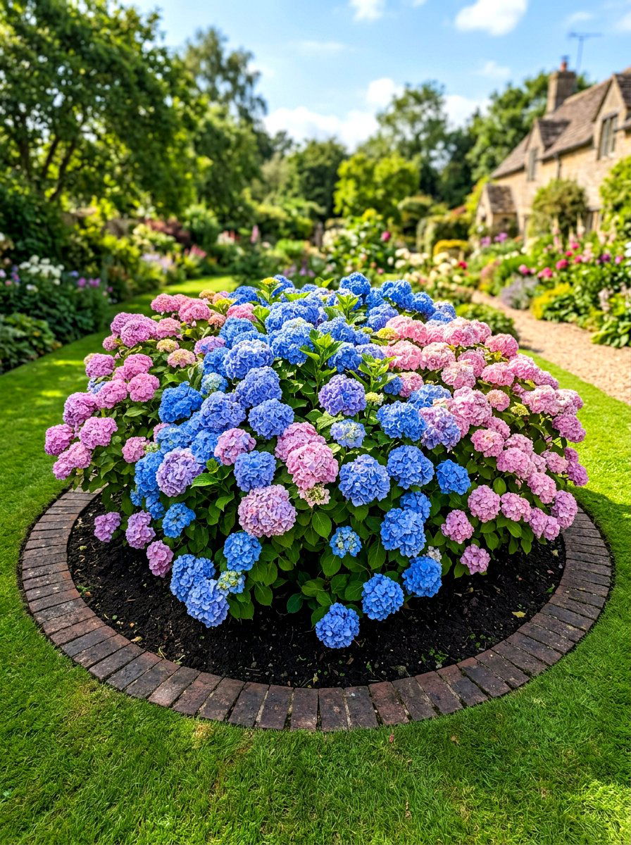 Hydrangea Bush Island - 30 driveway island landscaping ideas
