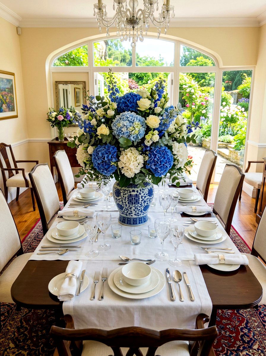 Hydrangea Centerpiece Floral Arrangement - 30 southern prep decor ideas