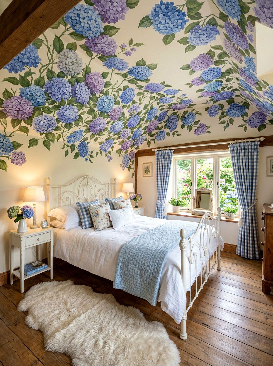 Hydrangea Floral Ceiling - 30 vintage floral ceiling ideas