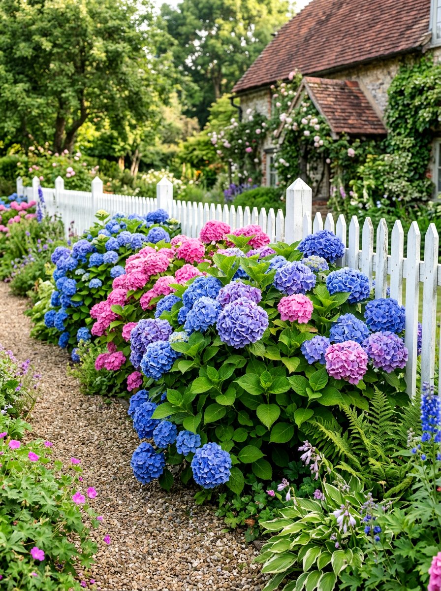 Hydrangea Flowering Hedge - 30 hedge row ideas