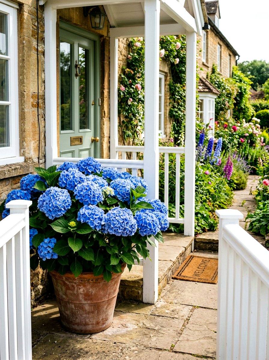 Hydrangea Front Door Planter - 30 front door planter ideas