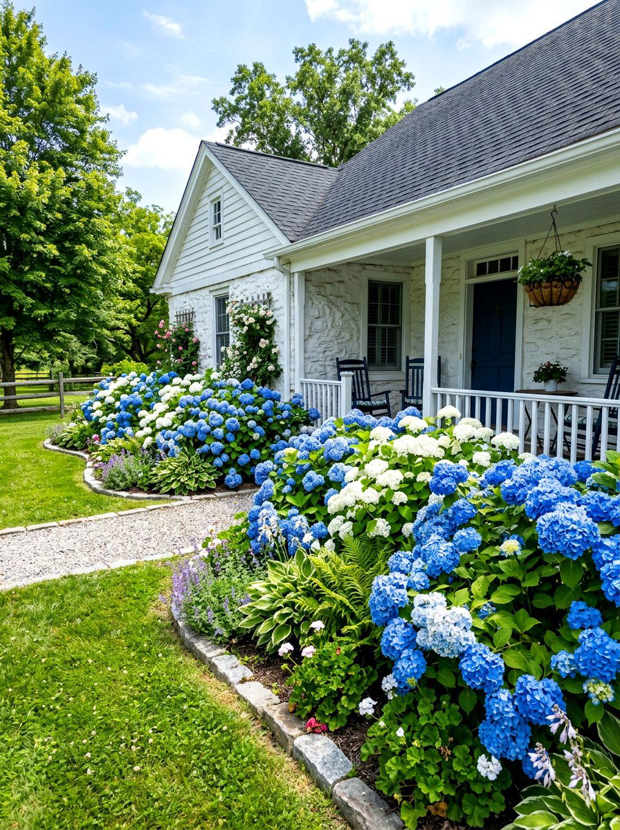 Hydrangea Garden - 30 farmhouse front yard ideas