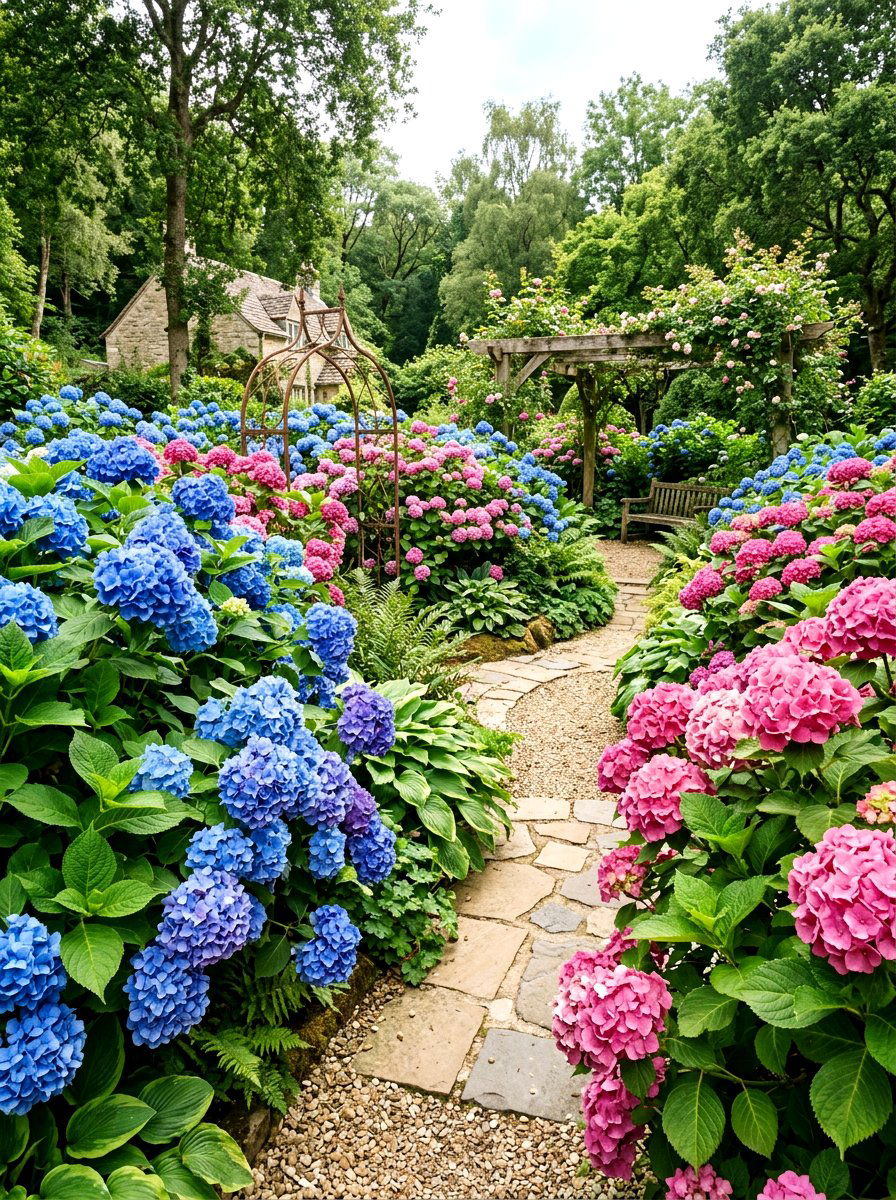 Hydrangea Garden - 30 front yard landscaping ideas
