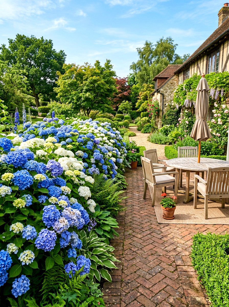 Hydrangea Garden Border - 30 East Coast patio ideas