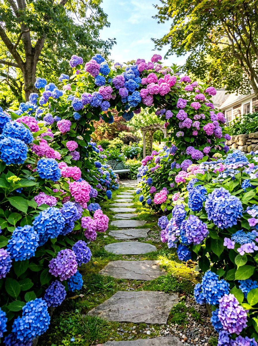 Hydrangea Garden Path - 30 hydrangea garden ideas