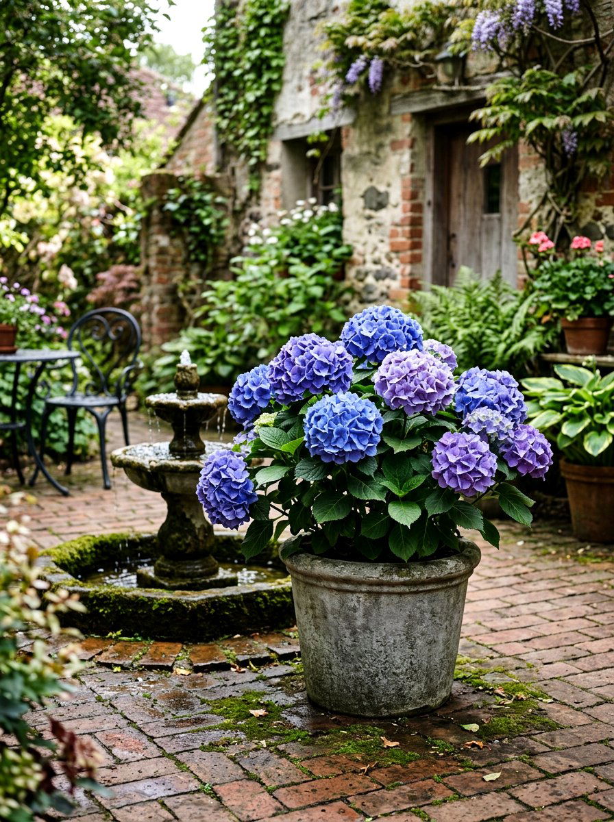 Hydrangea Patio Pot - 30 patio container garden ideas