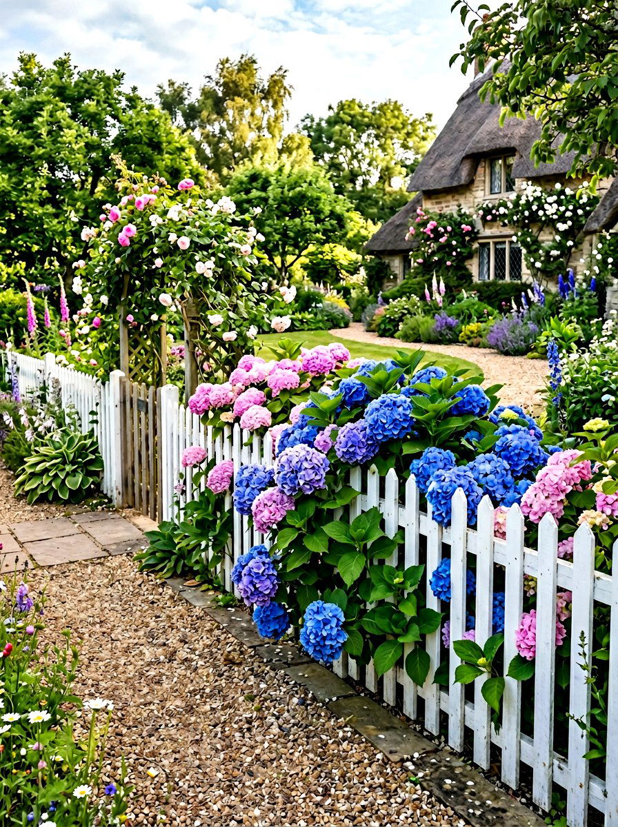 Hydrangea Privacy Hedge - 30 fence border ideas