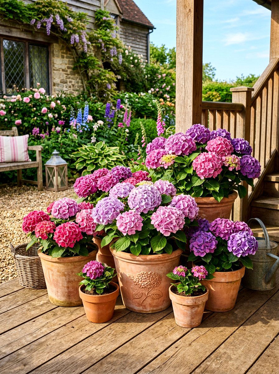 Hydrangea Terracotta Pot Collection - 30 front porch hydrangea ideas