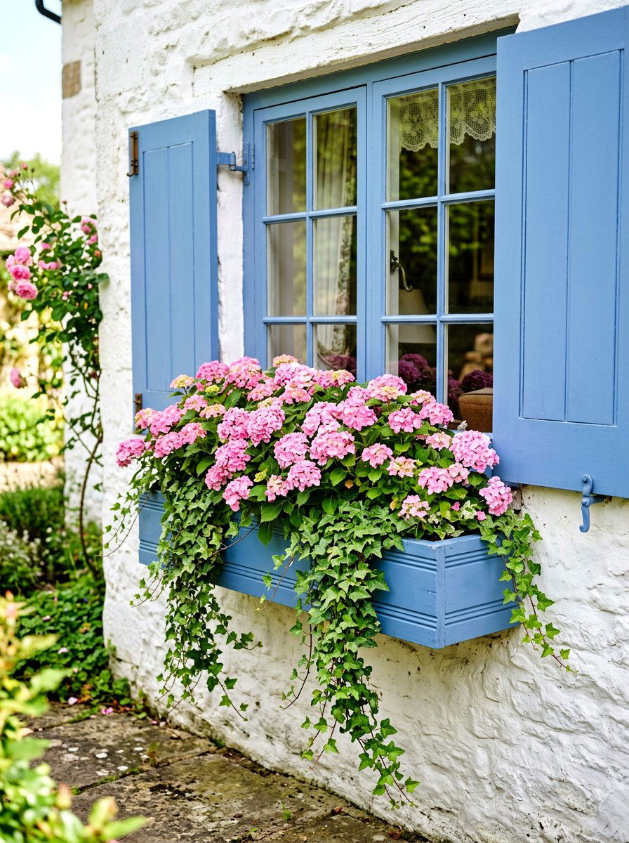 Hydrangea Window Box - 30 hydrangea garden ideas
