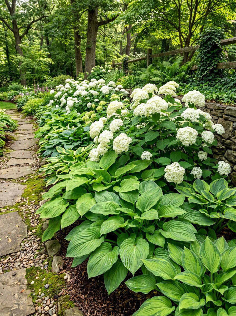 Hydrangea and hosta border - 30 hydrangea border ideas