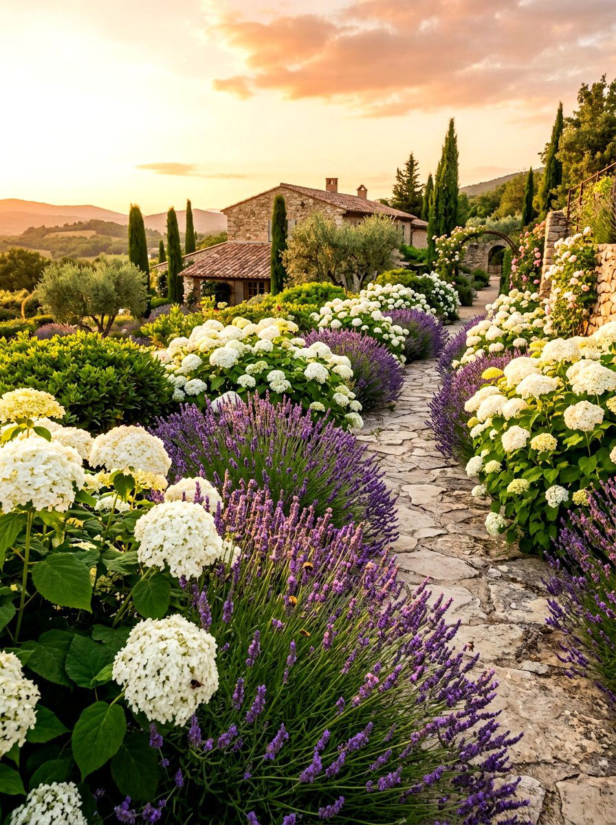 Hydrangea and lavender garden - 30 hydrangea border ideas