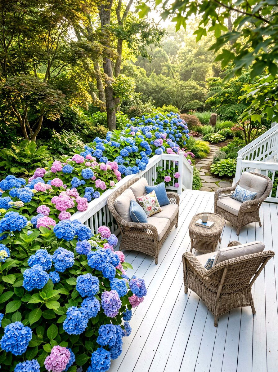 Hydrangea bushes - 30 deck border planting ideas