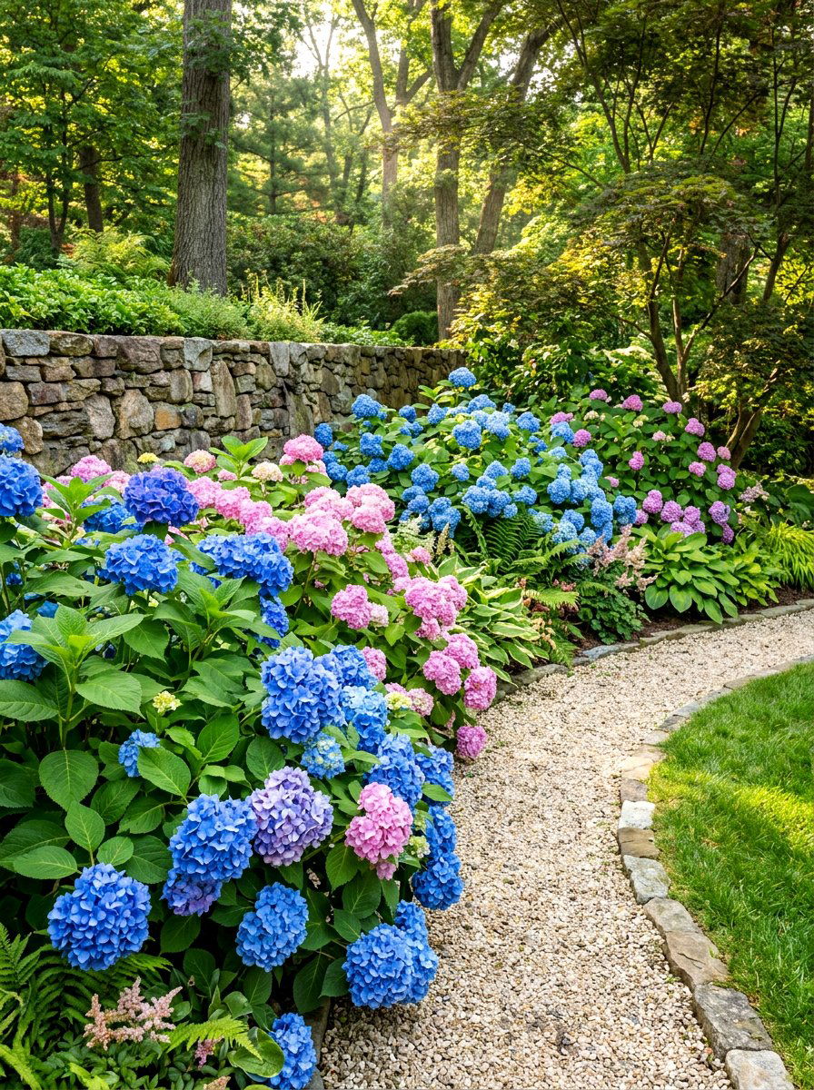 Hydrangea corner garden - 30 corner flower bed ideas