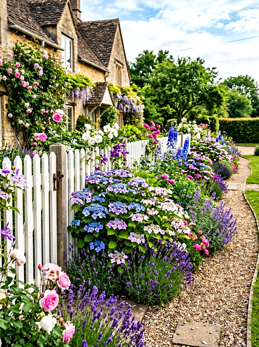 Hydrangea cottage garden border - 30 hydrangea border ideas