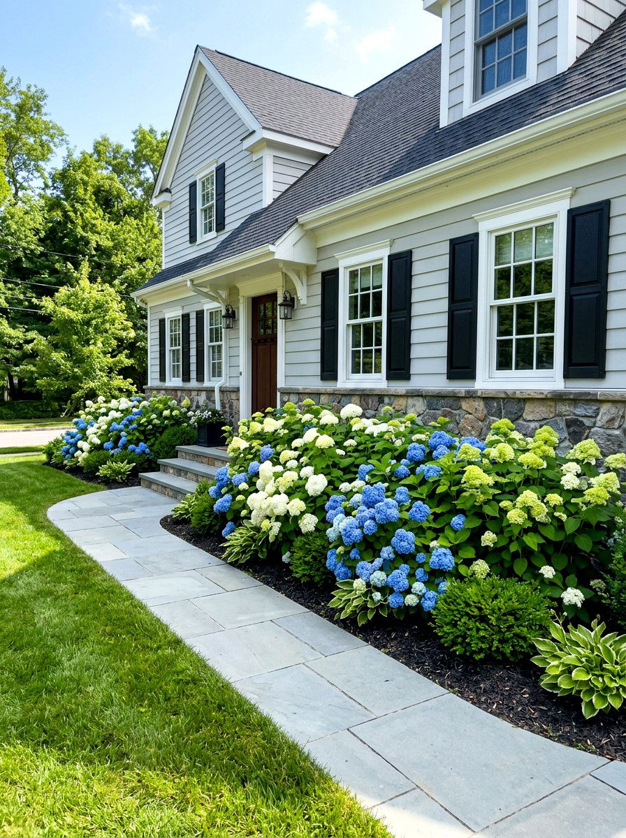 Hydrangea foundation planting - 30 hydrangea border ideas