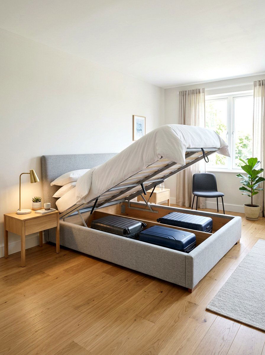 Hydraulic Lift Bed - 30 storage bed apartment ideas