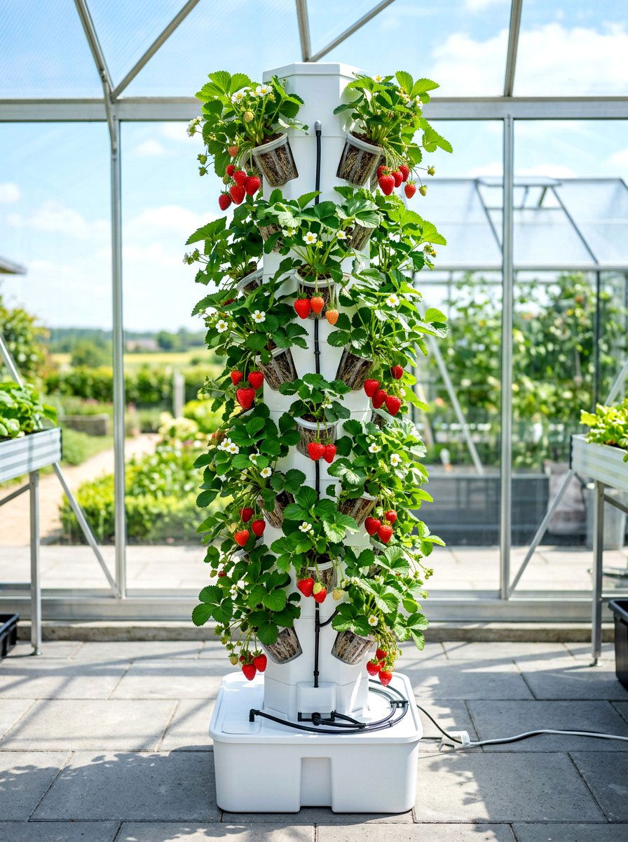 Hydroponic Growing Tower - 30 vertical strawberry garden ideas