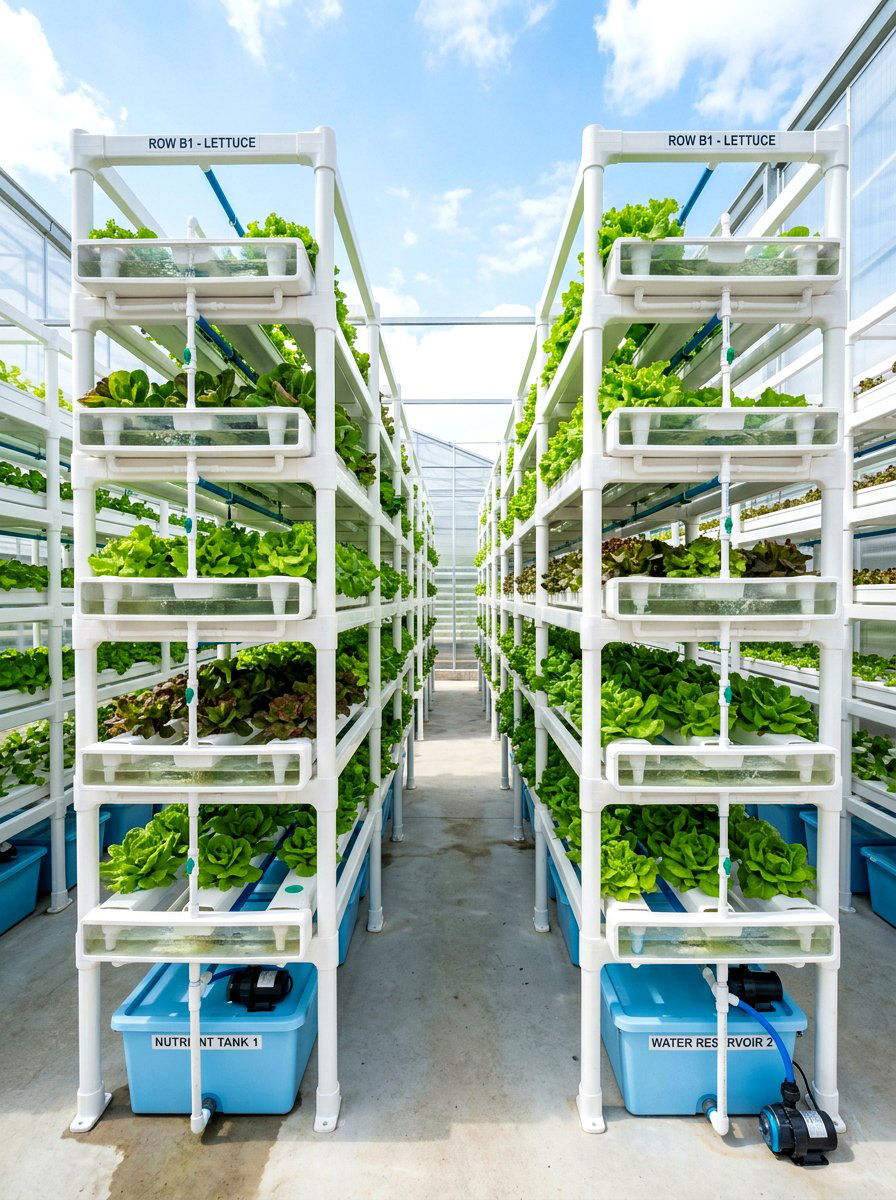 Hydroponic Shelving Setup - 30 greenhouse shelving layout ideas