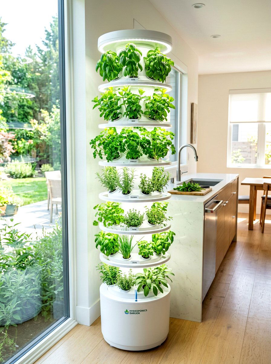 Hydroponic Tiered Herb Tower - 30 tiered herb planter ideas