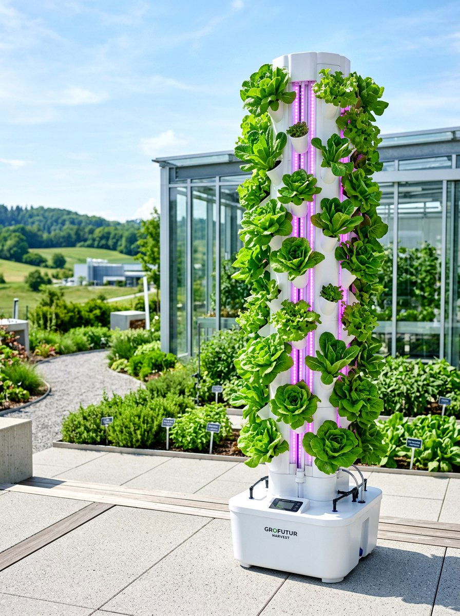 Hydroponic Tower - 30 greenhouse corner ideas