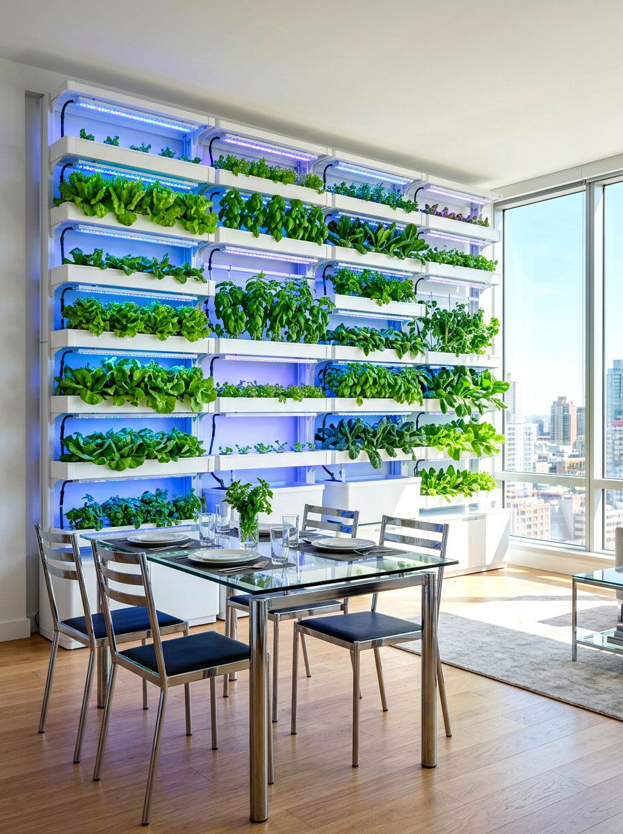 Hydroponic Wall Garden - 30 living room plant wall ideas
