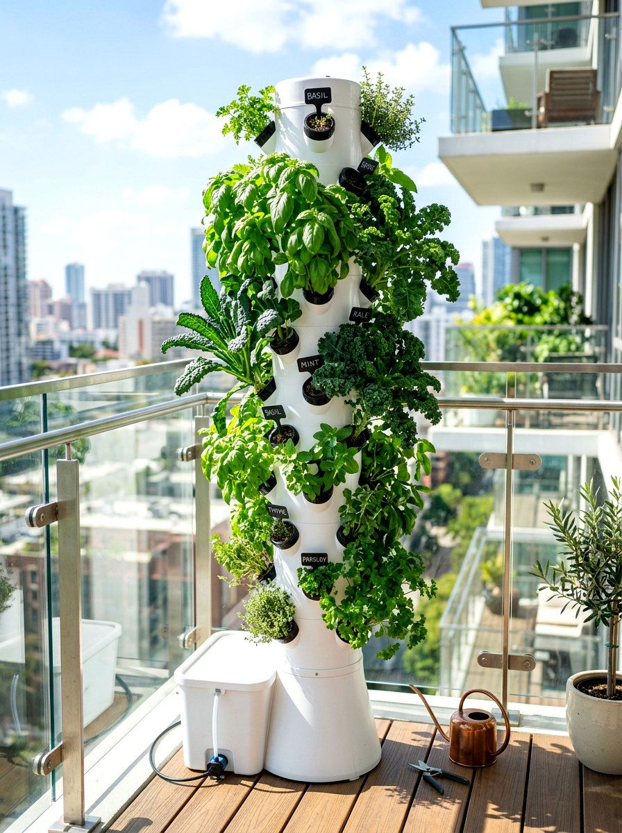 Hydroponic herb garden tower - 30 herb garden planter ideas
