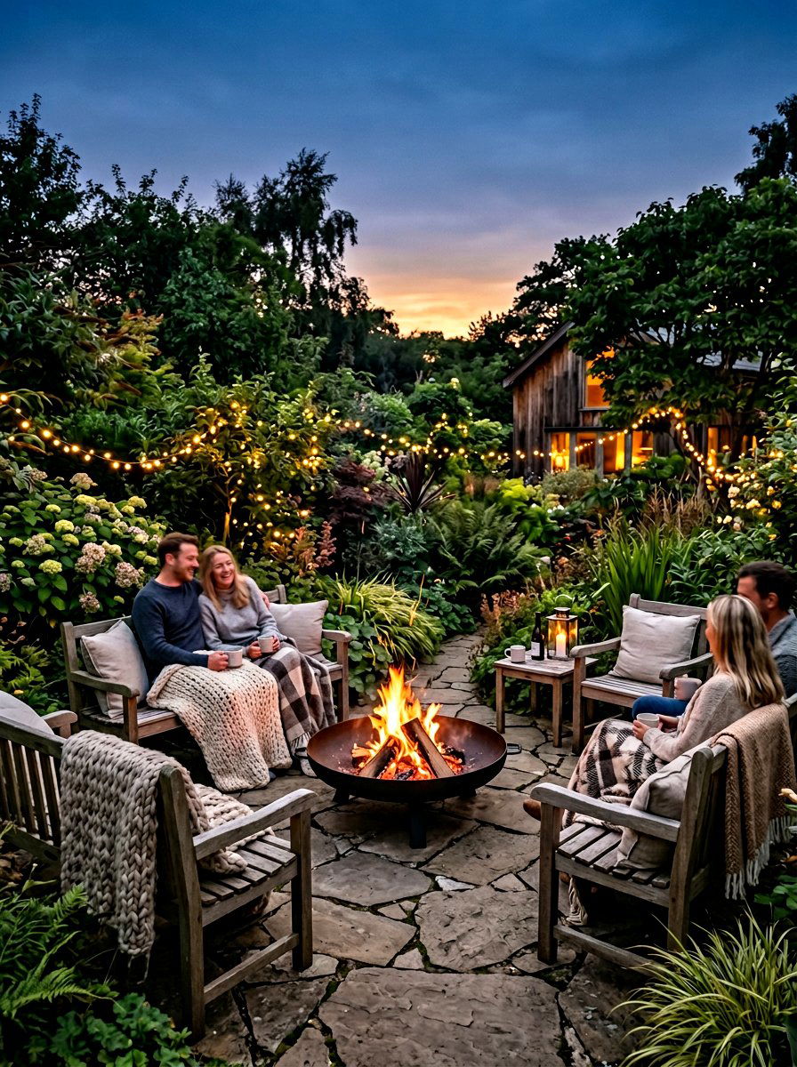 Hygge fire pit - 30 Scandinavian patio ideas