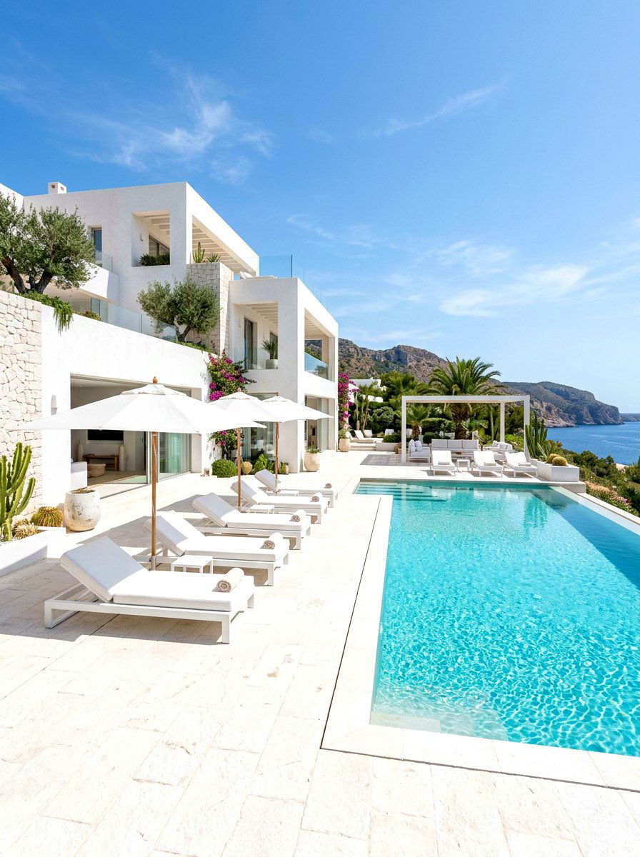 Ibiza Style White Villa Poolside - 30 vacation home vibe ideas