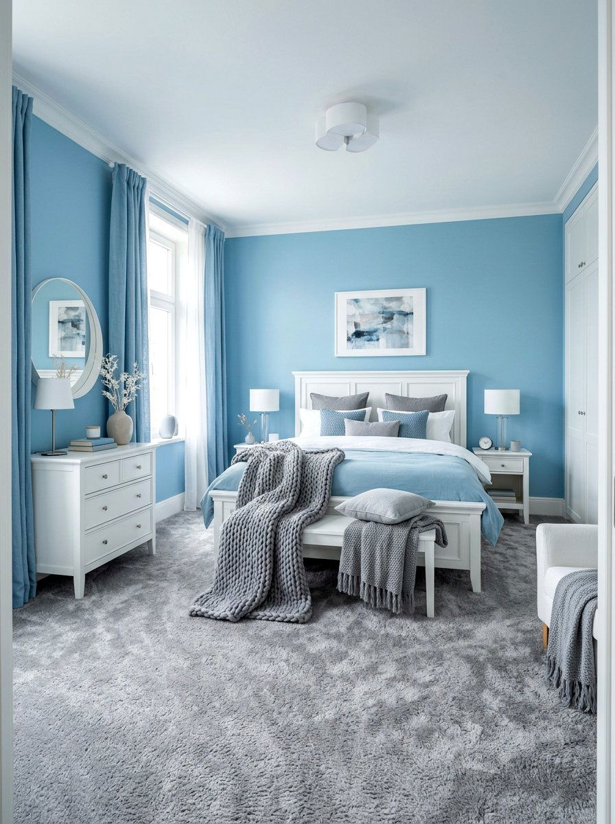 Ice Blue And Cloud Gray Bedroom - 30 blue and gray bedroom ideas