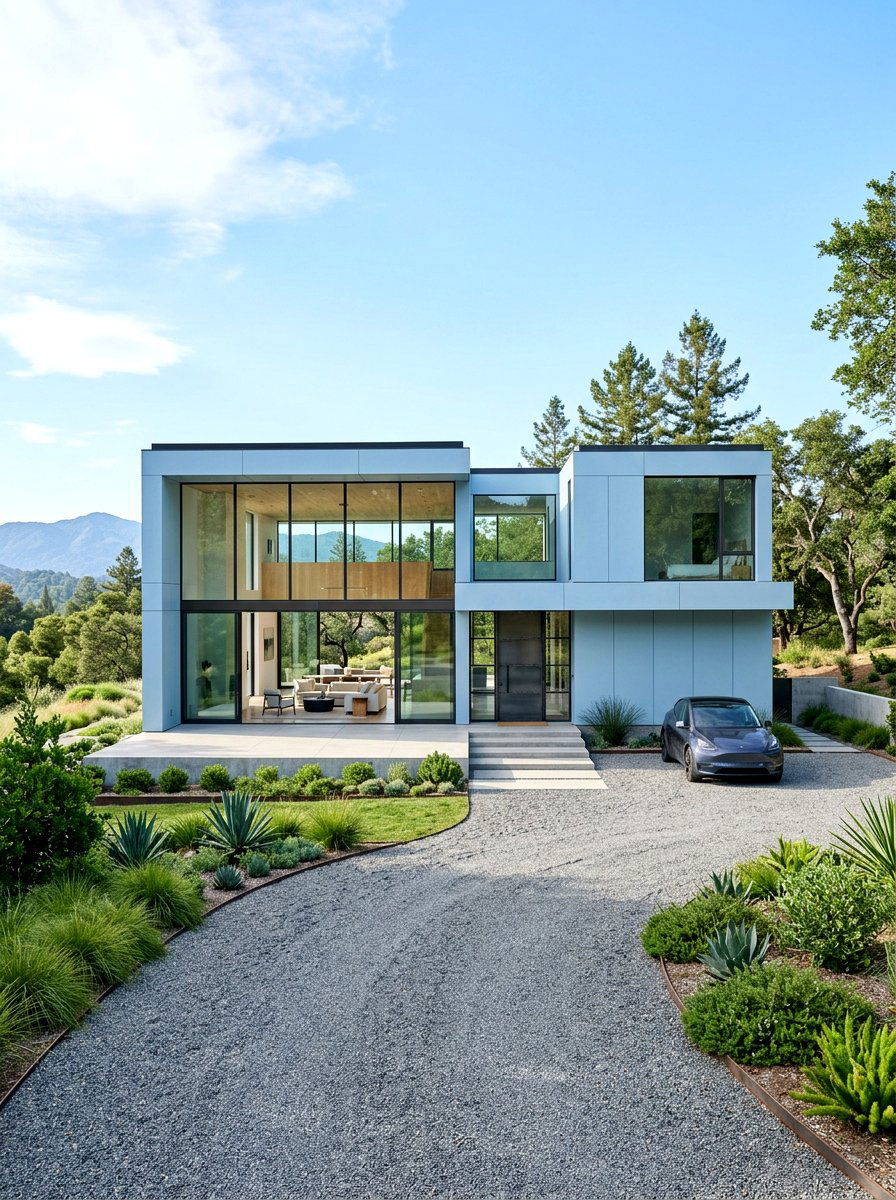 Ice blue minimalist exterior - 30 blue house exterior ideas