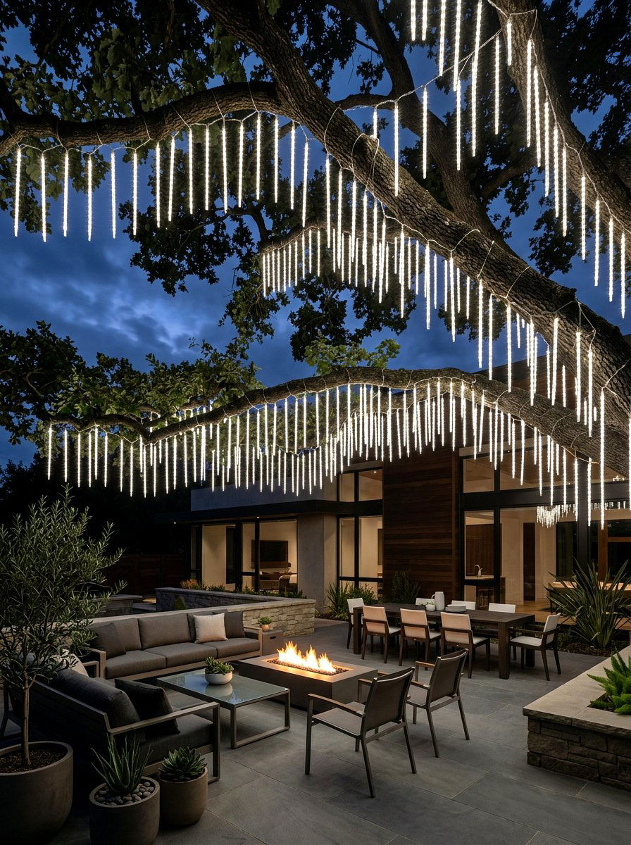 Icicle Light For Branch - 30 tree lighting ideas