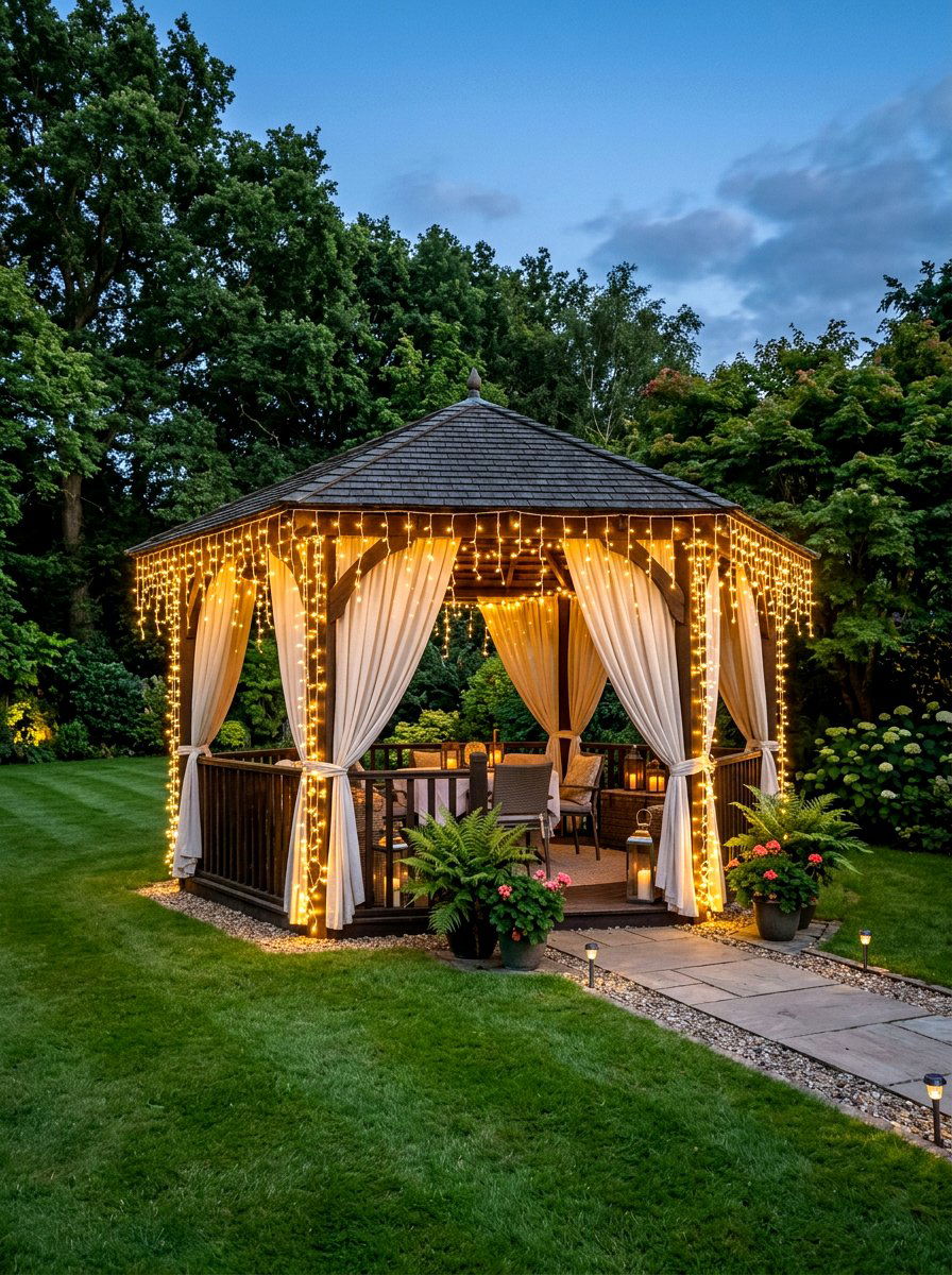 Gazebo Curtain Lighting Ideas: 30 Magical Evening Glow Ideas