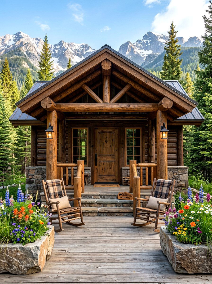 Identical mountain cabin porch - 30 symmetrical curb appeal ideas