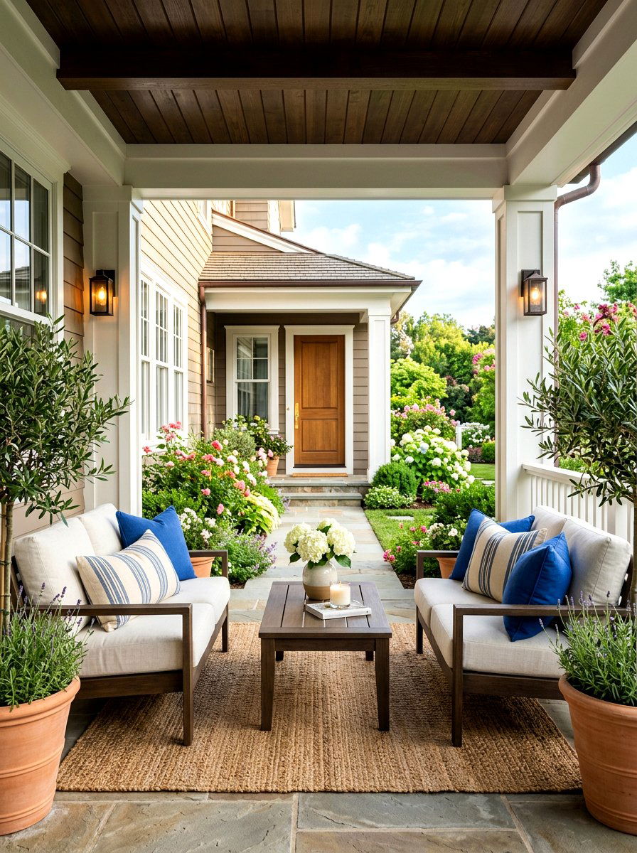 Identical porch furniture layout - 30 symmetrical curb appeal ideas