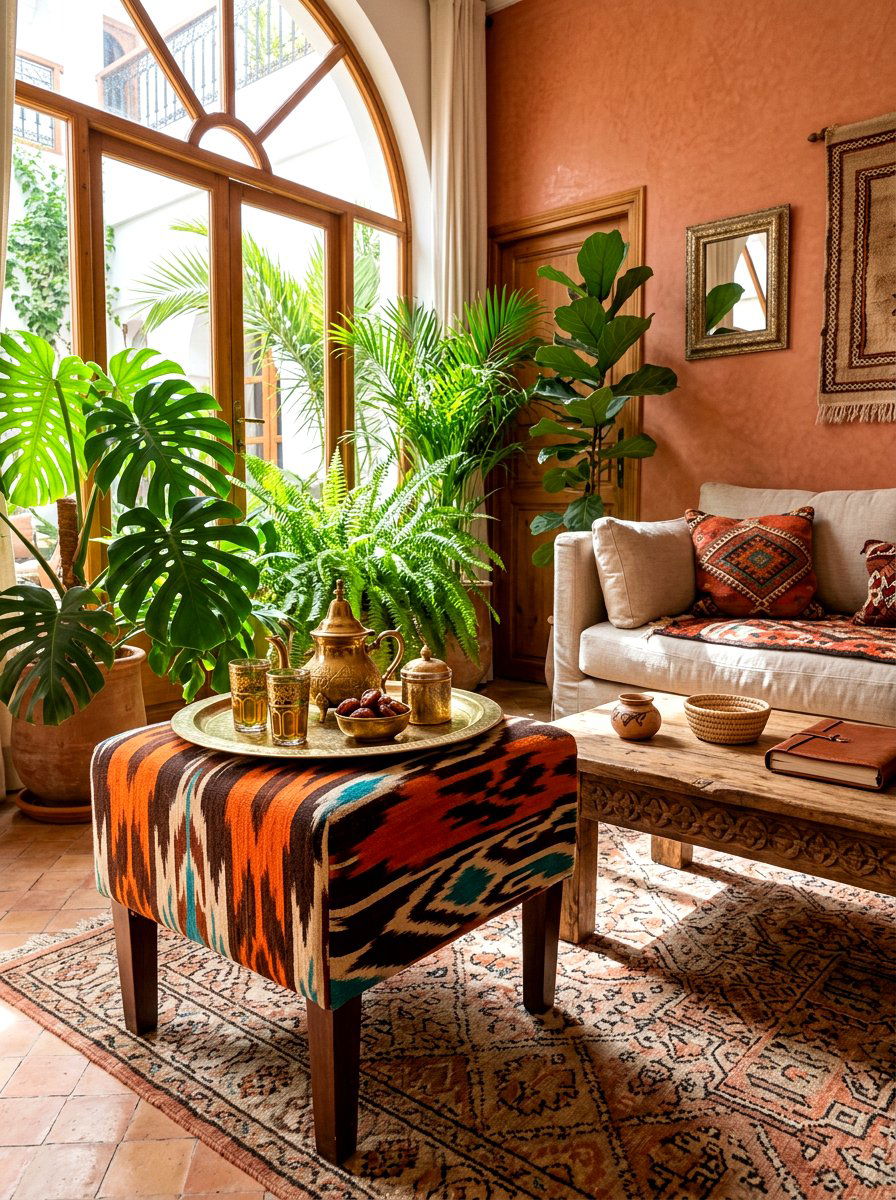 Ikat Pattern Side Table - 30 fabric covered side table ideas
