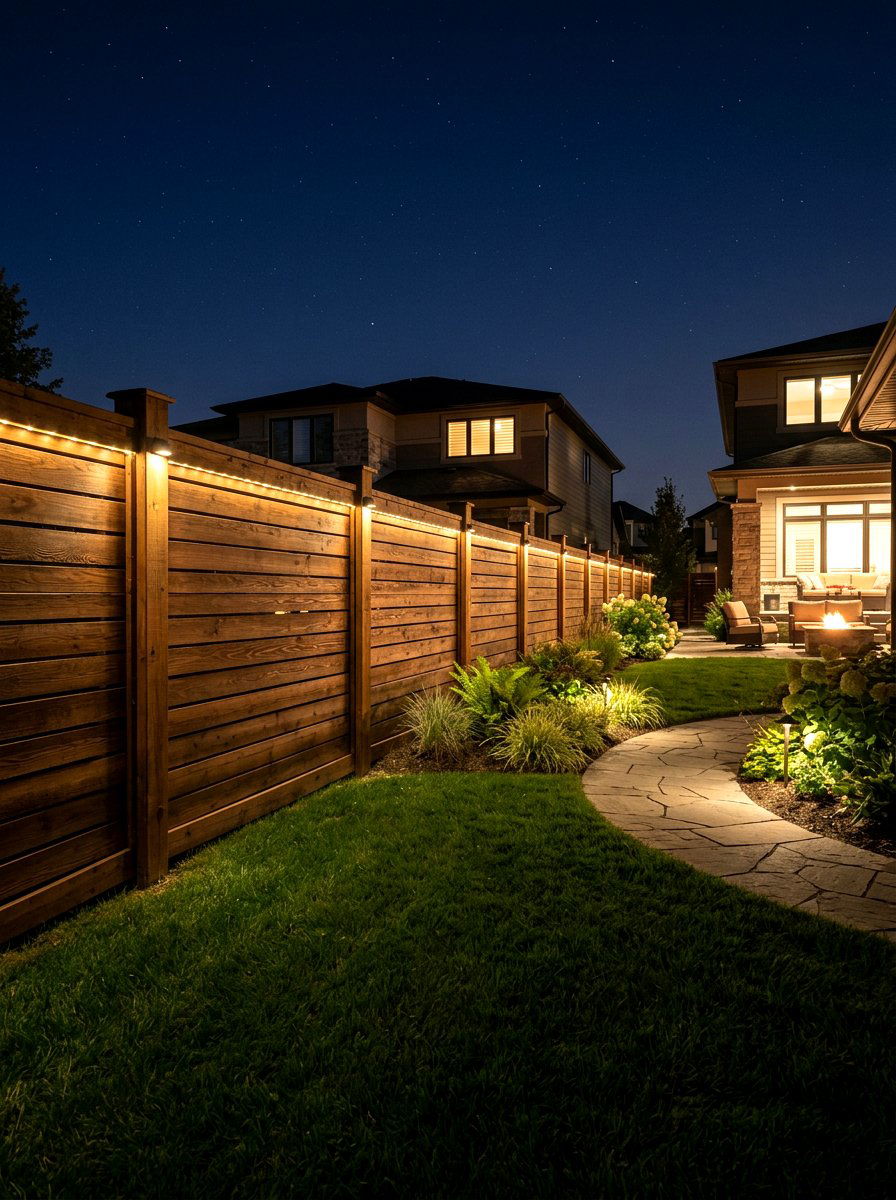 Illuminated Wood Fence - 30 wooden fence ideas