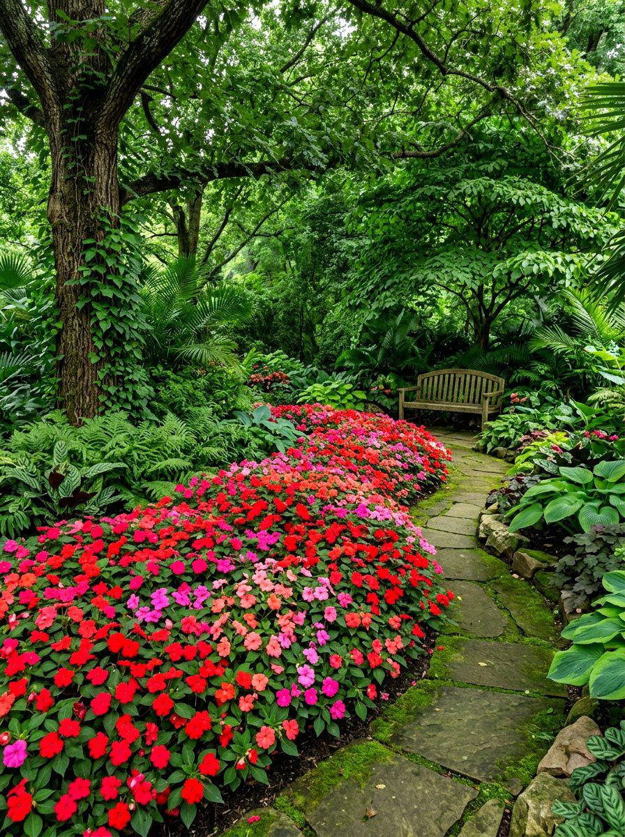 Impatiens for shady spots - 30 annual flower bed ideas