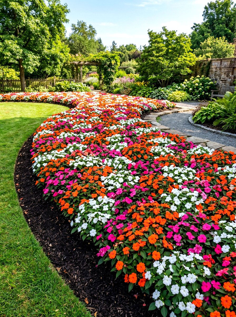 Impatiens garden layout - 30 shade garden ideas