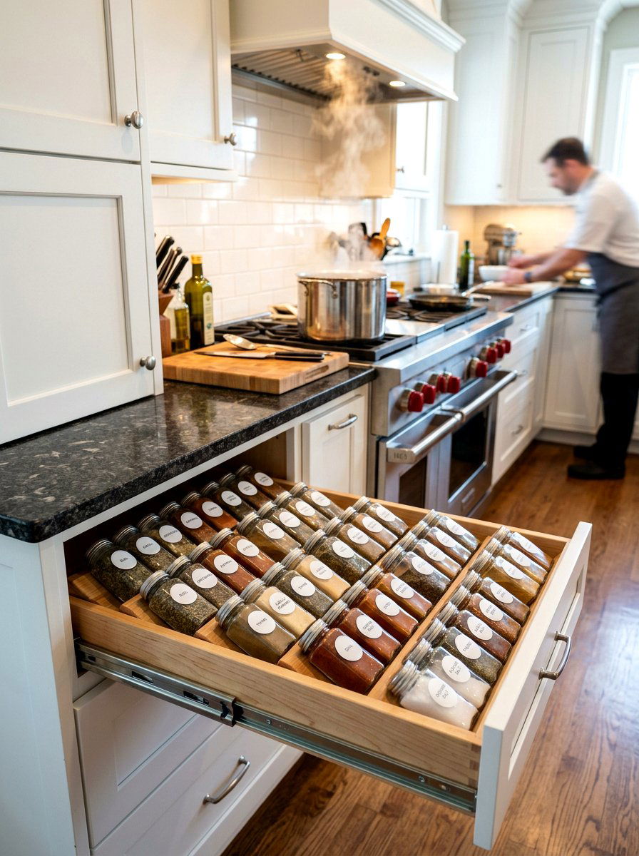In Drawer Spice Rack - 30 kitchen drawer organization ideas