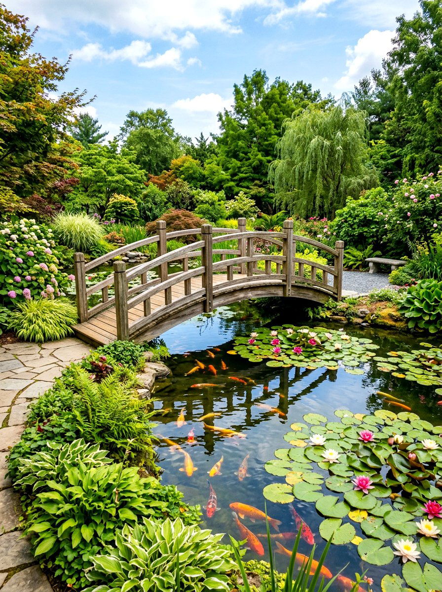 In Ground Pond Bridge - 30 backyard pond ideas